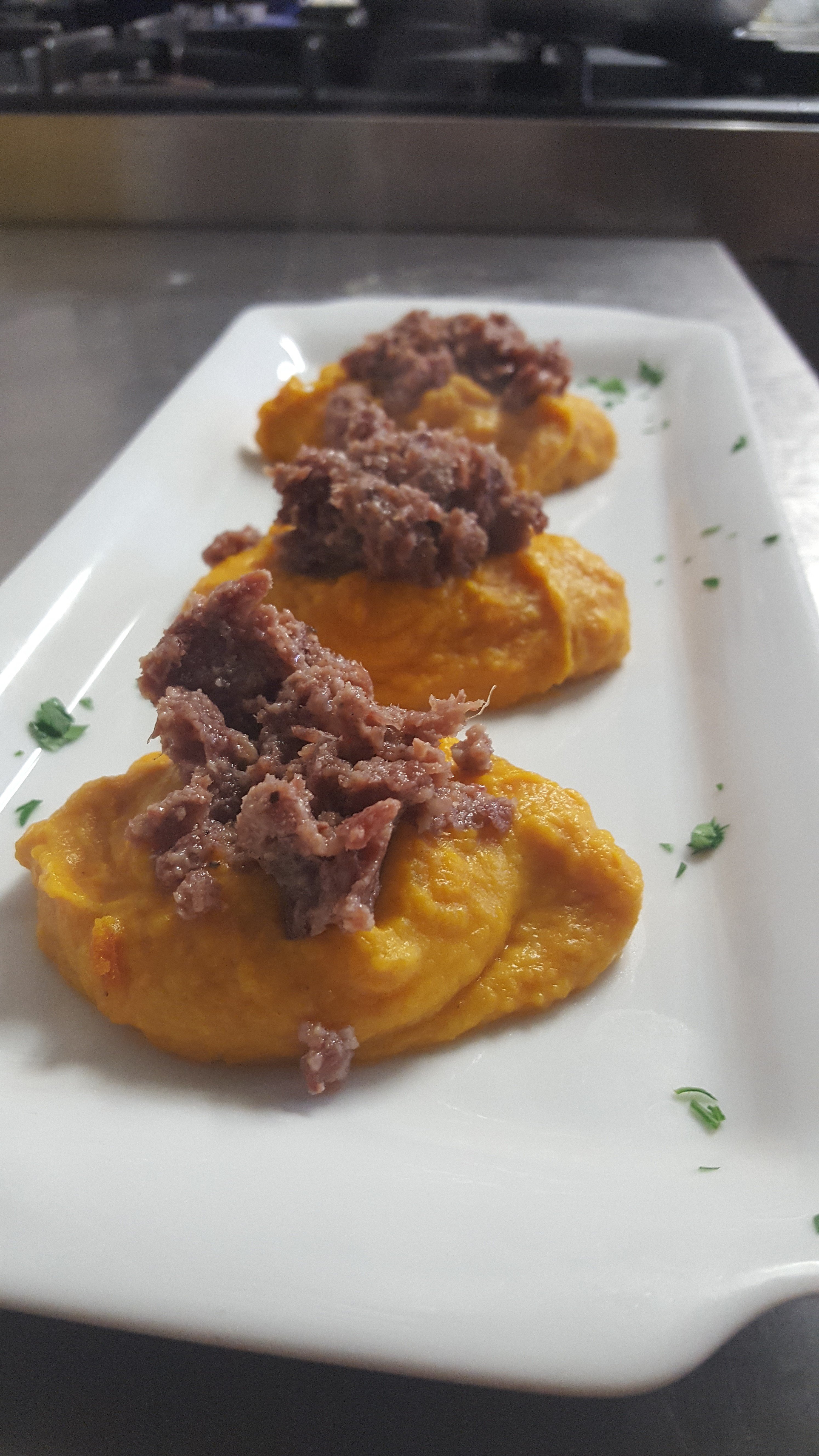 purè di zucca con la salamina